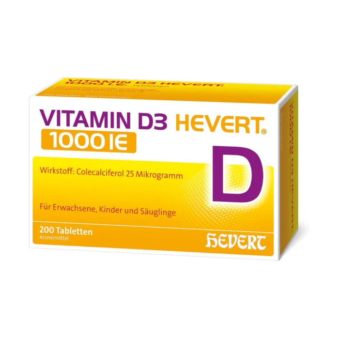 Vitamin D3 Hevert 1000 IE bei Vitamin-D-Mangel und erhöhtem Bedarf, 200 St. Tabletten