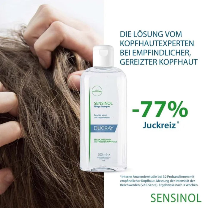 DUCRAY SENSINOL Pflegeshampoo bei Juckreiz und gestresster Kopfhaut, 200 ml Shampoo