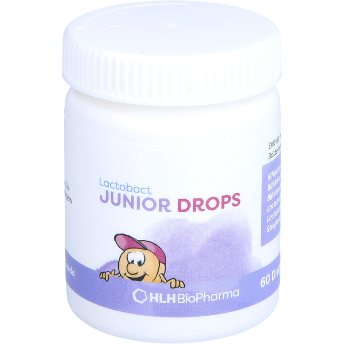 Lactobact Junior Drops mit 6 biologisch aktiven Bakterienstämmen, Vitamin C und Vitamin D3, 60 St. Tabletten