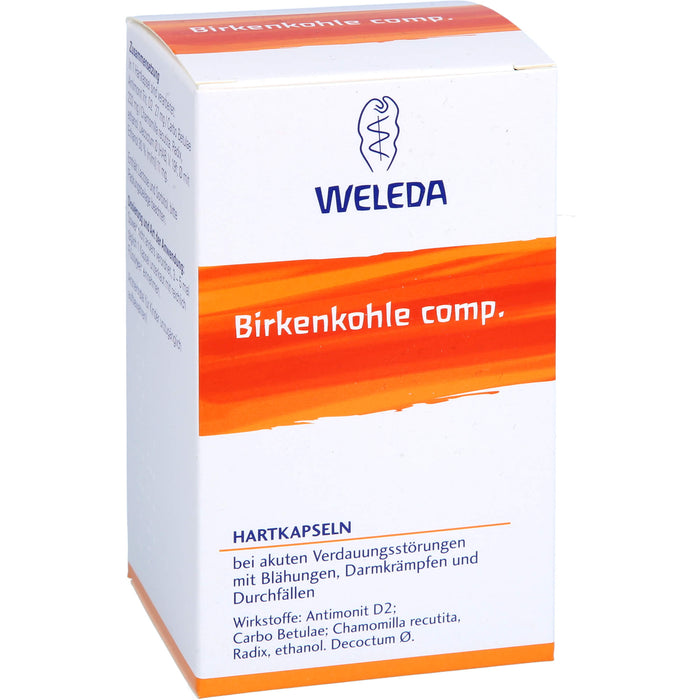 WELEDA Birkenkohle comp. Hartkapseln bei akuten Verdauungsstörungen mit Blähungen, Verdauungskrämpfen und Durchfällen, 50 St. Kapseln