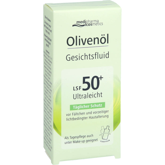 Medipharma Cosmetics Olivenöl Gesichtsfluid LSF 50+ ultraleicht täglicher Schutz vor Fältchen, 50 ml Lösung