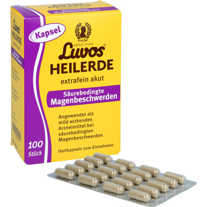 Luvos Heilerde extrafein akut Hartkapseln bei säurebedingten Magenbeschwerden, 100 St. Kapseln
