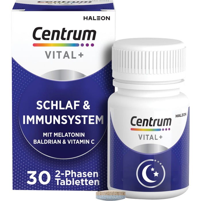 Centrum 2-Phasen Tabletten Vital+ Schlaf & Immunsystem mit Melatonin, Baldrian und Vitamin C, 30 St. Tabletten