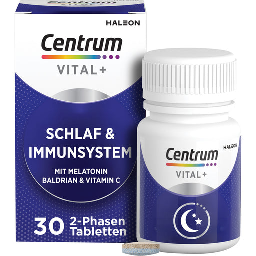 Centrum 2-Phasen Tabletten Vital+ Schlaf & Immunsystem mit Melatonin, Baldrian und Vitamin C, 30 St. Tabletten