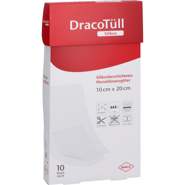 DracoTüll Silikon 10 x 20 cm steril, 10 St. Verband