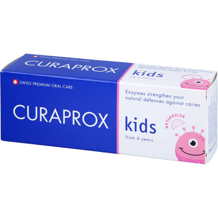 Curaprox Kids Kinderzahncreme mit Wassermelonengeschmack ab 6 Jahre 1450 ppm Fluorid, 60 ml Zahncreme