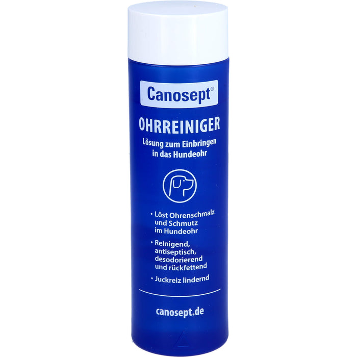 Canosept Ohrreiniger für Hunde löst Ohrenschmalz und Schmutz im Hundeohr, 125 ml Lösung