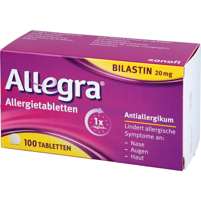 Allegra Allergietabletten 20 mg Bilastin bei Heuschnupfen und ganzjährigen Allergien, 100 St. Tabletten