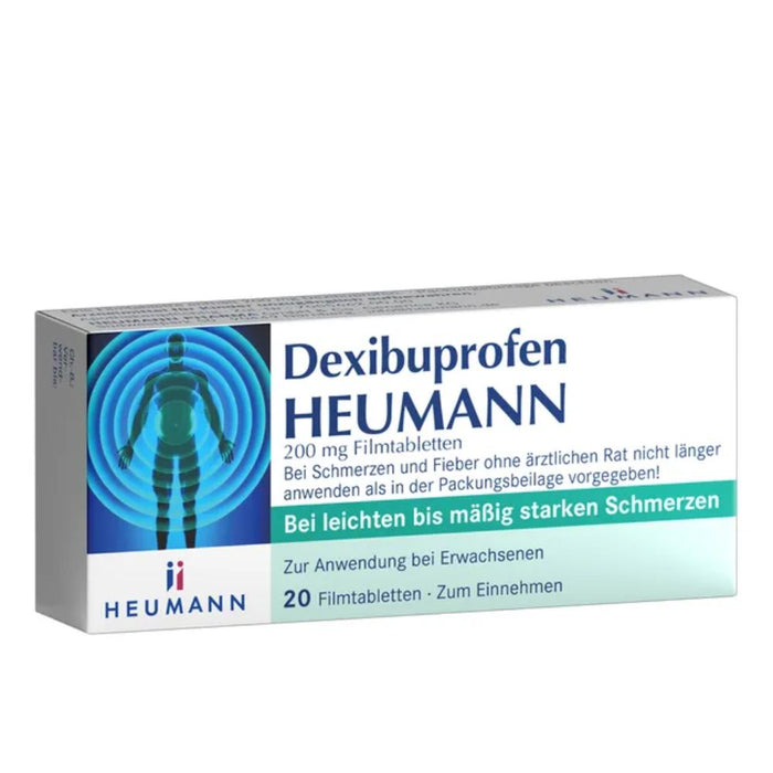 HEUMANN Dexibuprofen 200 mg Filmtabletten bei leichten bis mäßig starken Schmerzen, 20 St. Tabletten