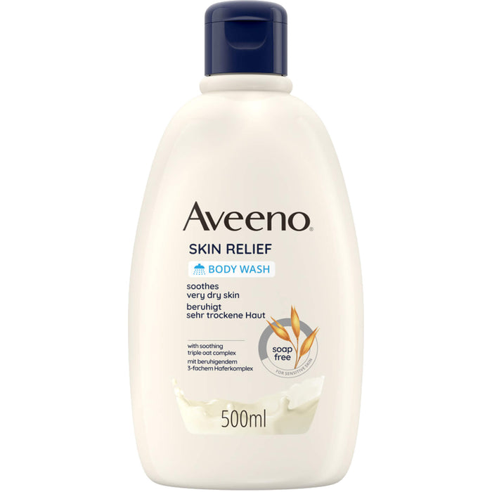 Aveeno Skin Relief veganes Duschgel mit 3-fachem Haferkomplex für sehr trockene Haut, 500 ml Duschgel
