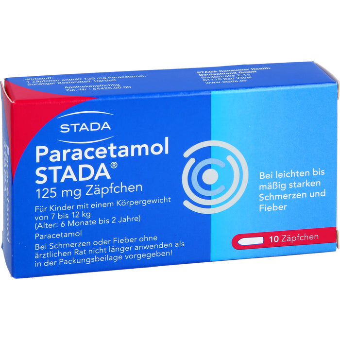 Paracetamol STADA 125 mg Zäpfchen, 10 St. Zäpfchen