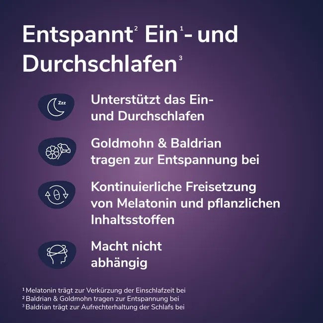 Lunalaif Guter Schlaf Kombi Depot Tabletten mit 1,9 mg Melatonin, Baldrian und Goldmohn, 30 St. Tabletten
