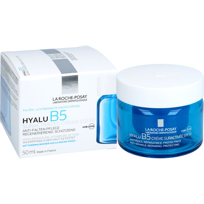 La Roche-Posay Hyalu B5 Suractivated Cream LSF 30 Anti-Falten-Pflege, regenerierend, schützend Nachfüllpack, 50 ml Creme