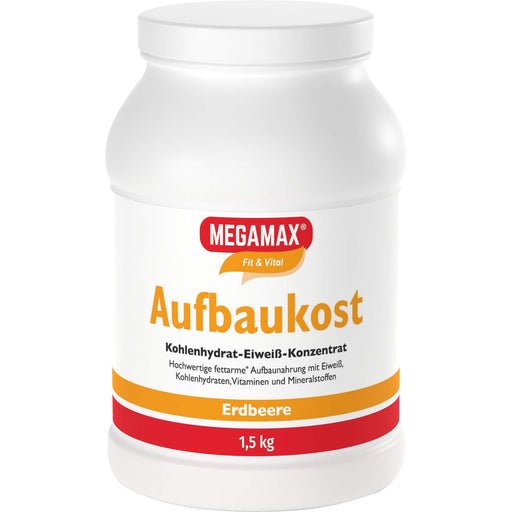 MEGAMAX Fit & Vital Aufbaukost Kohlenhydrat-Eiweiß-Konzentrat Erdbeer-Geschmack, 1500 g Pulver