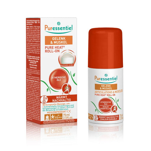 Puressentiel Gelenk & Muskel Pure Heat Roll-On mit ätherischen Ölen und pflanzlichen Extrakten – lindert Verspannungen und Steifheit, 75 ml Roll-On