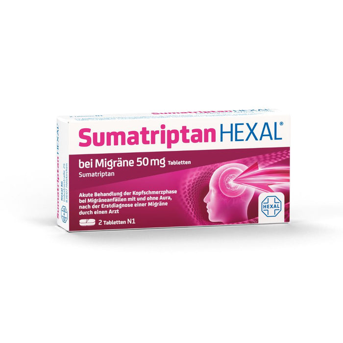 Sumatriptan HEXAL  bei Migräne 50 mg Tabletten, 2 St. Tabletten