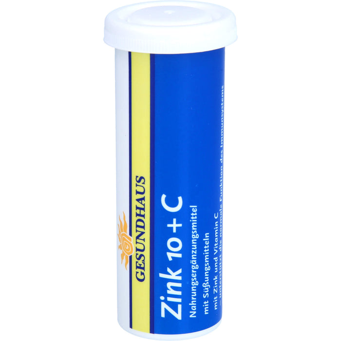 GESUNDHAUS Zink 10 + C Brausetabletten unterstützt das Immunsystem, 20 St. Tabletten
