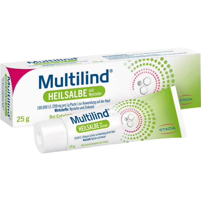 Multilind Heilsalbe mit Nystatin bei Entzündungen der Haut, 25 g Creme