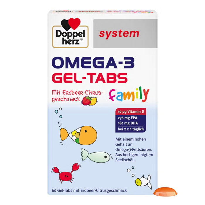 Doppelherz Omega-3 Gel-Tabs family Erdb.-Ci system, 60 St. Kautabletten
