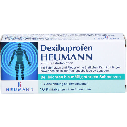 HEUMANN Dexibuprofen 200 mg Filmtabletten bei leichten bis mäßig starken Schmerzen, 10 St. Tabletten