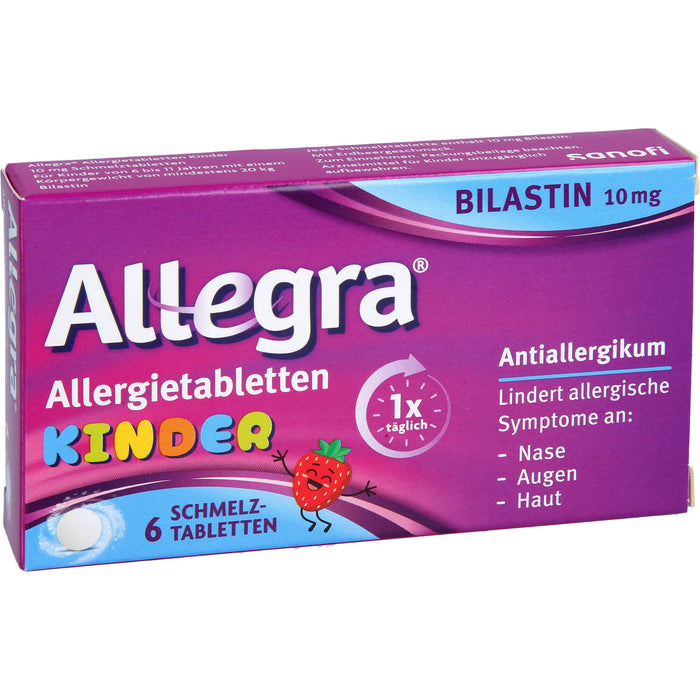 Allegra Allergietabletten für Kinder 10 mg Bilastin Schmelztabletten, 6 St. Tabletten