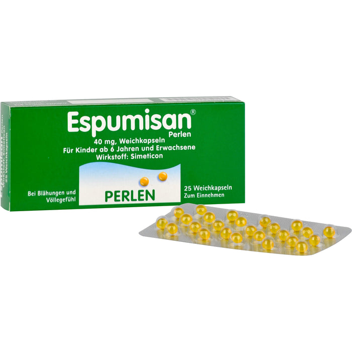 Espumisan Perlen 40 mg Weichkapseln bei Blähungen und Völlegefühl, 25 St. Kapseln