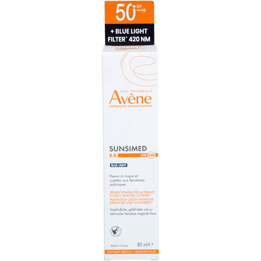 Avène Sunsimed LSF 50+ Eau Thermale KA Sonnenschutz für empfindliche, gefährdete und zu aktinischer Keratose neigende Haut, 80 ml Lösung