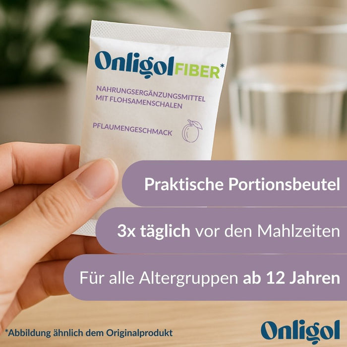 Onligol Fiber - für eine normale Verdauung und ausgewogene Ernährung mit Ballaststoffen, α-Galaktosidase & Laktase - pflanzlich & glutenfrei, 20 St. Beutel