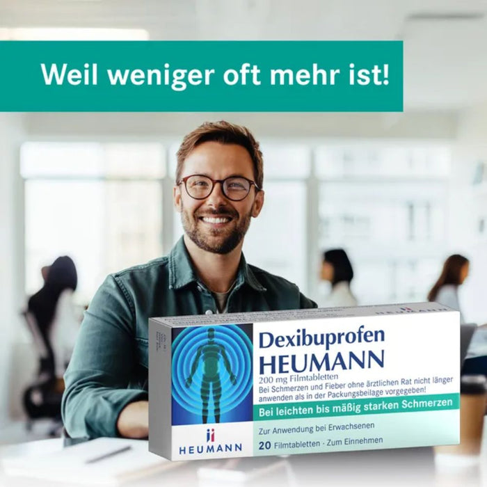 HEUMANN Dexibuprofen 200 mg Filmtabletten bei leichten bis mäßig starken Schmerzen, 20 St. Tabletten