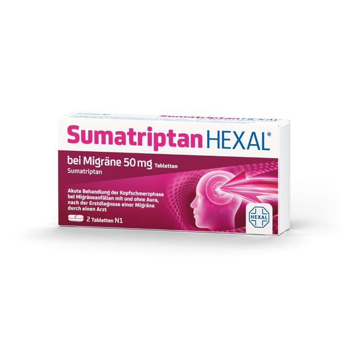 Sumatriptan HEXAL  bei Migräne 50 mg Tabletten, 2 St. Tabletten