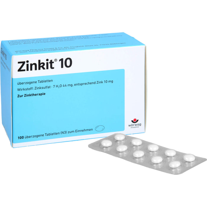 Wörwag Zinkit 10 Tabletten zur Zinktherapie, 100 St. Tabletten