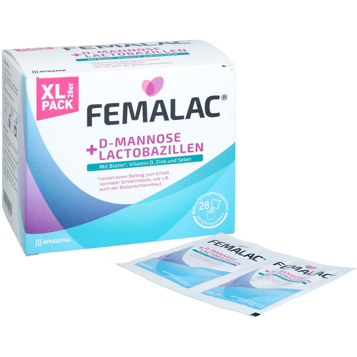 FEMALAC D-Mannose + Lactobazillen Pulver zum Erhalt normaler Schleimhäute, 28 St. Beutel