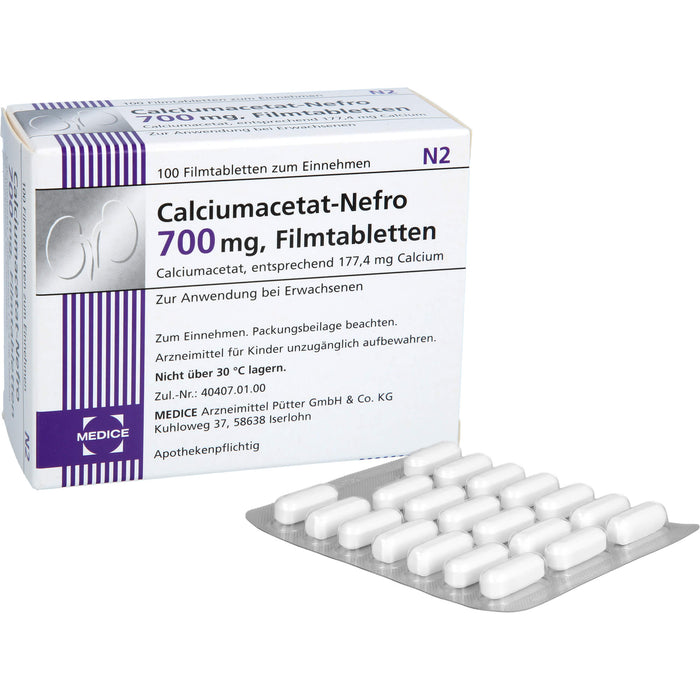 MEDICE Calciumacetat-Nefro 700 mg Filmtabletten, 100 St. Tabletten