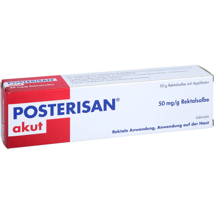 Posterisan akut Hämorrhoidensalbe mit Lidocain bei starkem Juckreiz und Schmerzen im Analbereich, 50 g Salbe