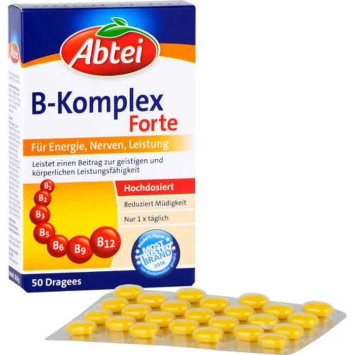 Abtei B-Komplex Forte Dragees für Energie, Nerven, Leistung, 50 St. Tabletten