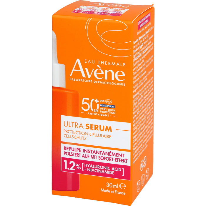 Avène Ultra Serum Aufpolsternd LSF 50+ schützt vor UVB, UVA + HEV Blue Light Filter reduziert Falten - verdichtet nach - strafft, 30 ml Lösung