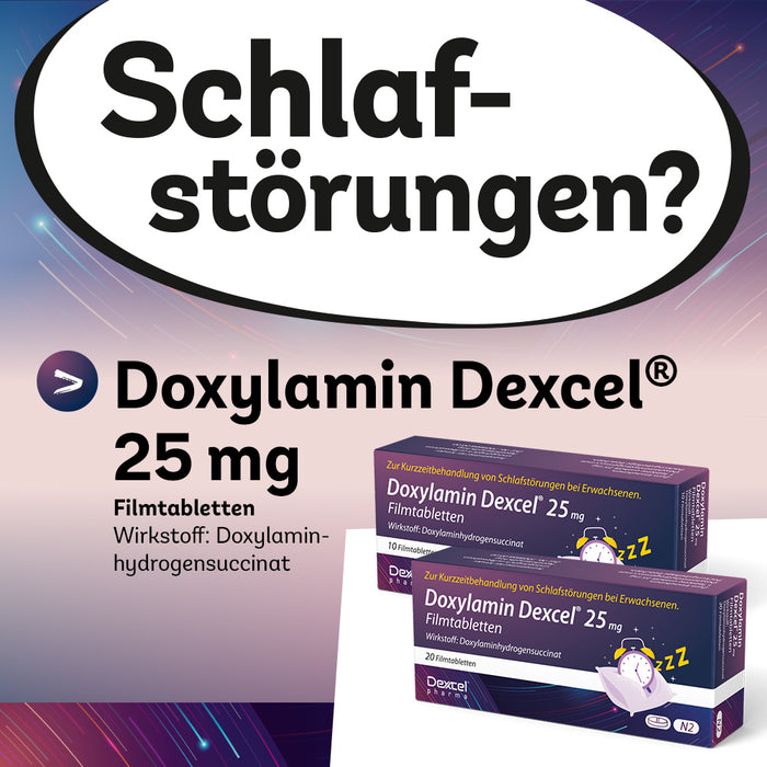 Doxylamin Dexcel 25 mg zur Kurzzeitbehandlung von Schlafstörungen bei Erwachsenen, 20 St. Tabletten