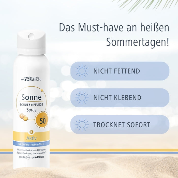 Medipharma Cosmetics Sonne Schutz & Pflege Spray LSF 50 mit Sofort-Trocken-Effekt, 150 ml Lösung
