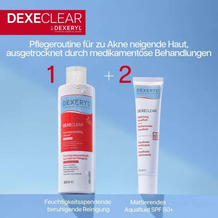 DEXECLEAR feuchtigkeitsspendende, beruhigende Reinigung für  unreine und zu Akne neigende Haut, 200 ml Gel