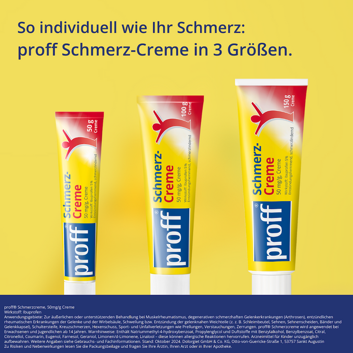 proff Schmerzcreme mit Ibuprofen – zur äußerlichen Behandlung von Muskel-, Gelenk- und Rückenschmerzen bei rheumatischen Erkrankungen oder nach Sport- und Unfallverletzungen, 150 g Creme
