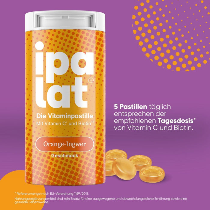 ipalat Vitaminpastillen Orange-Ingwer: Für Abwehrkräfte und Schleimhäute, 40 St. Pastillen