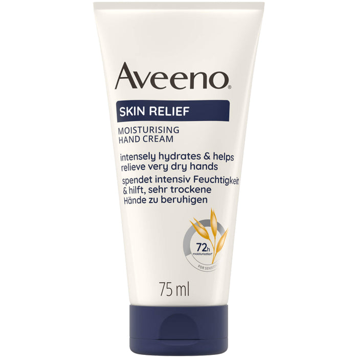 Aveeno Skin Relief Handcreme spendet intensiv Feuchtigkeit & hilft sehr trockene Hände zu beruhigen, 75 ml Creme