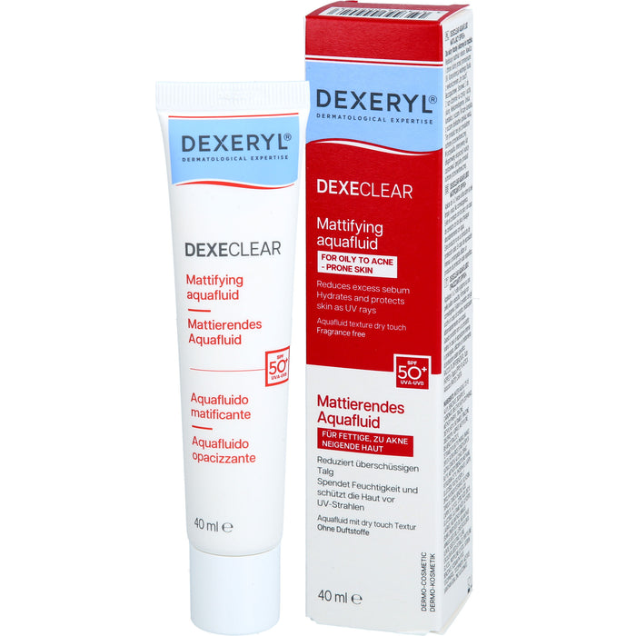 DEXECLEAR mattierendes Aquafluid SPF 50+ bei unreiner Haut, Pickeln und zu Akne neigende Haut, 40 ml Creme