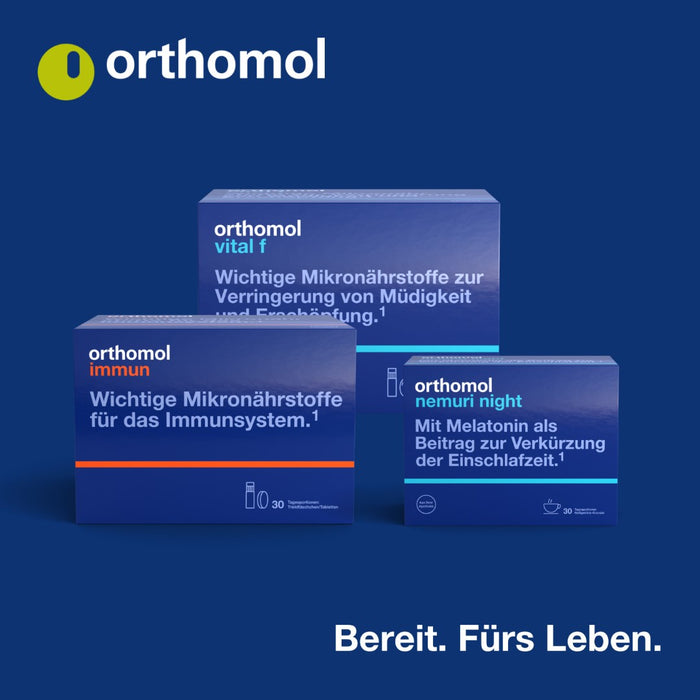 Orthomol Vital m für Männer - bei Müdigkeit - mit B-Vitaminen und Omega-3-Fettsäuren - Orangen-Geschmack - Granulat/Tabletten/Kapseln, 15 St. Tagesportionen