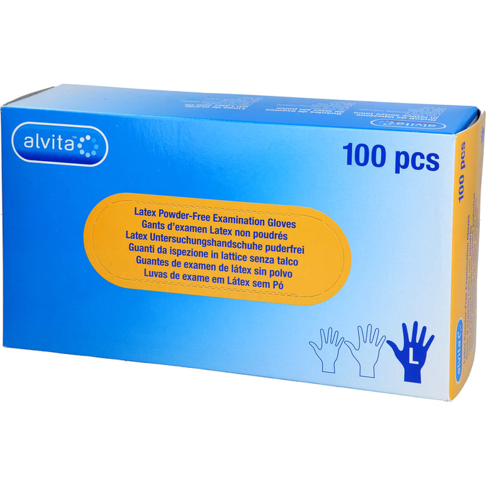 Alvita Latex Untersuchungshandschuhe puderfrei L, 100 St. Handschuhe