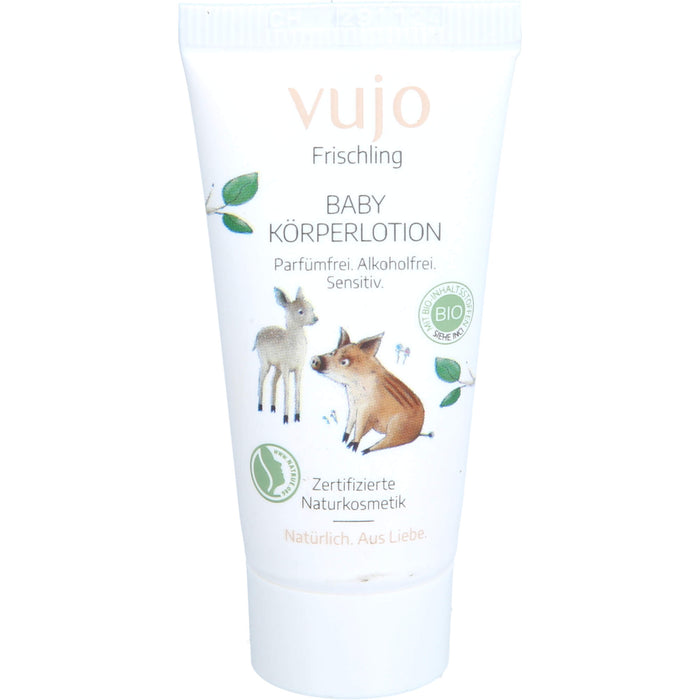 Vujo Frischling Baby Körperlotion parfümfrei alkoholfrei sensitiv, 10 ml Creme