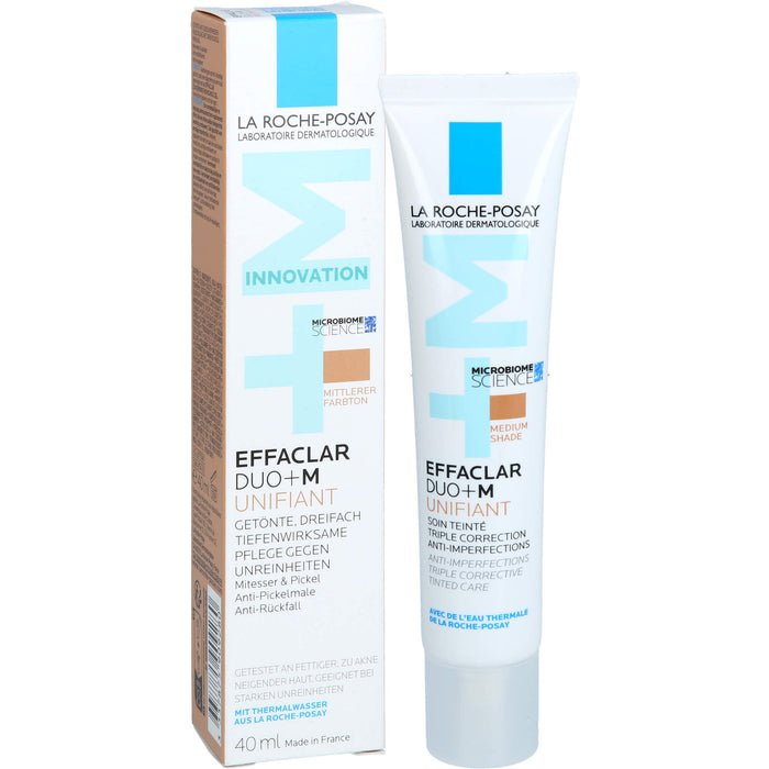 La Roche-Posay Effaclar Duo+M Unifiant getönte, dreifach tiefenwirksame Pflege gegen Unreinheiten mittlerer Farbton, 40 ml Creme