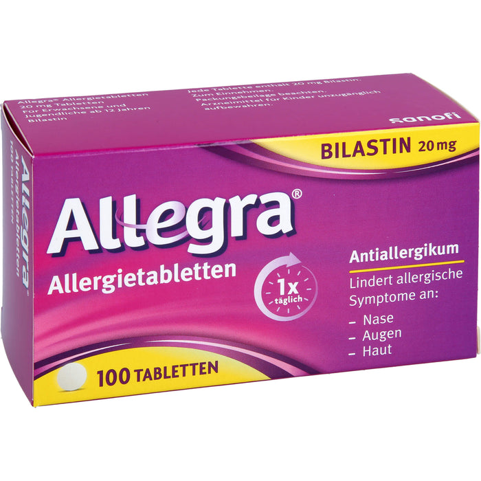 Allegra Allergietabletten 20 mg Bilastin bei Heuschnupfen und ganzjährigen Allergien, 100 St. Tabletten