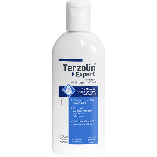 Terzolin Expert Schuppen-Shampoo bei fettiger Kopfhaut, Juckreiz und Schuppen, 200 ml Shampoo