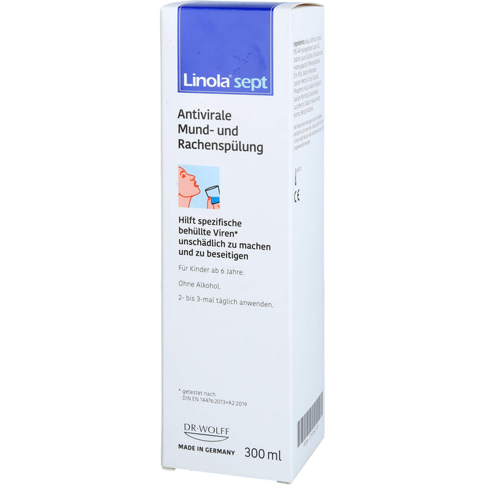 Linola sept antivirale Mund- und Rachenspülung für Kinder ab 6 Jahren, 300 ml Lösung